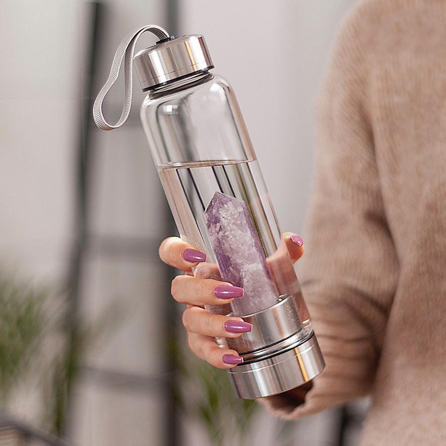Natural Crystal Quartz Crystal Gemstone Water Bottle