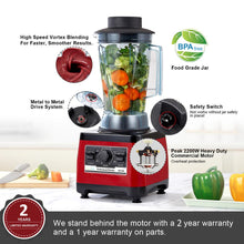 Load image into Gallery viewer, 2200W 3HP Heavy Duty Commercial Fruit Vegetable Bar Blender Mixer | High Performance Professional Restaurant Food Processor | Ice Crusher &amp; Smoothie, Shake Maker 2L Large Capacity Countertop High Speed Machine | Best Electric Kitchen Ninja Vitamix Blendtec Blenders Buy Online Commercial Blenders for Sale Price Reviews 2 year warranty