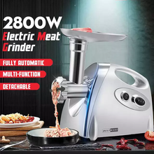 Load image into Gallery viewer, 2800W High Power Electric Meat Grinder Meat Mincer Sausage Grinder, High Quality Stainless Steel Cutting Blade, 3 Stainless Steel Grinding Plates, 3 Sausage Stuffer | Best Heavy Duty Professional Home Kitchen Household Use | Light Commercial Ground Beef Maker | Buy Order Online