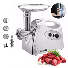 Load image into Gallery viewer, 2800W High Power Electric Meat Grinder Meat Mincer Sausage Grinder, High Quality Stainless Steel Cutting Blade, 3 Stainless Steel Grinding Plates, 3 Sausage Stuffer | Best Heavy Duty Professional Home Kitchen Household Use | Light Commercial Ground Beef Maker | Buy Order Online