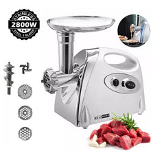 Load image into Gallery viewer, 2800W High Power Electric Meat Grinder Meat Mincer Sausage Grinder, High Quality Stainless Steel Cutting Blade, 3 Stainless Steel Grinding Plates, 3 Sausage Stuffer | Best Heavy Duty Professional Home Kitchen Household Use | Light Commercial Ground Beef Maker | Buy Order Online