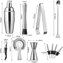 Load image into Gallery viewer, Heavy Duty 12-Piece Stainless Steel Bartender Kit | Bar Tool Set with Stylish Bamboo Stand | New-The H2O™ Water Bottles-The H2O™ Water Bottles - Buy Now Order For Sale Best Price Online Shop Purchase Review Amazon Walmart Best Buy Free Shipping