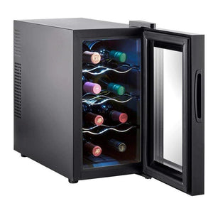 2020 New Design Blue Interior Light Thermostatic Wine Cooler / Refrigerator with Digital Touch Screen Commercial & Home | Freestanding Champagne Chiller Counter Top Wine Cellar with Temperature Display | Adjustable Temperature Wine Cabinet | Stand Alone Wine Cooler Rack | Glass Bottle Best Wine Refrigerator Buy Online