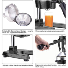 Load image into Gallery viewer, Buy the best heavy duty, commercial, hand held press, manual orange pomegranate citrus squeezer. Professional restaurant, industrial kitchen, bar, street shop. Hand operated traditional orange juicer for sale buy order online 304 stainless steel price reviews cast iron