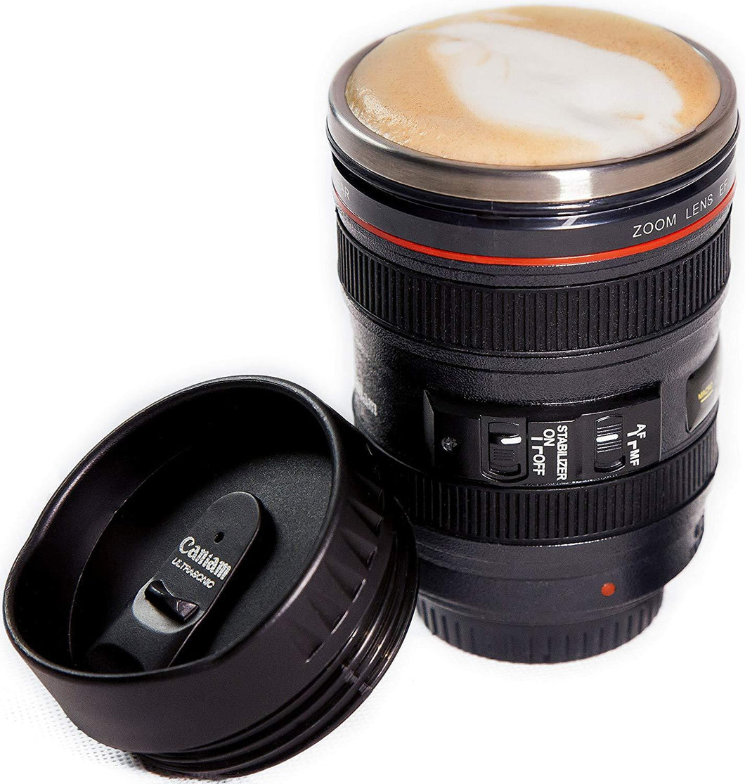 Camera Lens Stainless Steel Travel Coffee Mug & Cup & Thermos With Lid 13 oz-The H2O Water Bottles-The H2O™ Water Bottles - Buy Now Order For Sale Best Price Online Shop Purchase Review Amazon Walmart Best Buy Free Shipping