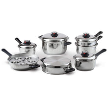 Load image into Gallery viewer, Heavy Duty Waterless Cookware Set, Steel Construction with Heat &amp; Cold Resistant Handles, 17-Pieces-The H2O™ Water Bottles-The H2O™ Water Bottles - Buy Now Order For Sale Best Price Online Shop Purchase Review Amazon Walmart Best Buy Free Shipping