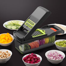 Load image into Gallery viewer, 2019 New High Quality German Blades Multi Function Vegetable Cutter &amp; Mandoline Slicer Adjustable 301 Stainless Steel Blades Onion Fruits Fries Tomato Cucumber Cheese Potato Fry Carrot Veggie Machine | Best Quality Mandoline Shredder| Vegetable Chopper Grater Salad Potato Chip Maker | Thin Thick Coarse Wave Strips Cut Buy Online