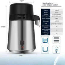 Load image into Gallery viewer, Premium Stainless Steel Home Water Filter &amp; Distiller &amp; Purifier Machine 4L with Glass Container-The H2O™ Water Bottles-The H2O™ Water Bottles - Buy Now Order For Sale Best Price Online Shop Purchase Review Amazon Walmart Best Buy Free Shipping