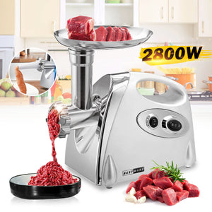 2800W High Power Electric Meat Grinder Meat Mincer Sausage Grinder, High Quality Stainless Steel Cutting Blade, 3 Stainless Steel Grinding Plates, 3 Sausage Stuffer | Best Heavy Duty Professional Home Kitchen Household Use | Light Commercial Ground Beef Maker | Buy Order Online