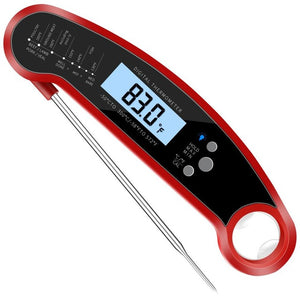 Heavy Duty Commercial Grade Meat Thermometer, Instant Read Thermometer Digital Cooking Thermometer with LCD Screen Reader, Best Waterproof Food Thermometer for Kitchen, Restaurants, Bar, Cooking, Steak, Deep Fry, Smoker, BBQ Grill and Soup (Red) Steak Thermometer Celsius Fahrenheit Buy Online 5 Stars Reviews Fast Ship...