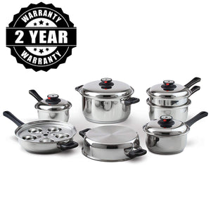 Heavy Duty Waterless Cookware Set, Steel Construction with Heat & Cold Resistant Handles, 17-Pieces-The H2O™ Water Bottles-The H2O™ Water Bottles - Buy Now Order For Sale Best Price Online Shop Purchase Review Amazon Walmart Best Buy Free Shipping