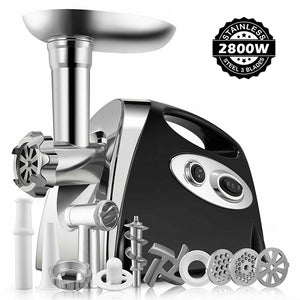 2800W High Power Electric Meat Grinder Meat Mincer Sausage Grinder, High Quality Stainless Steel Cutting Blade, 3 Stainless Steel Grinding Plates, 3 Sausage Stuffer | Best Heavy Duty Professional Home Kitchen Household Use | Light Commercial Ground Beef Maker | Buy Order Online