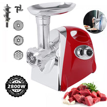 Load image into Gallery viewer, 2800W High Power Electric Meat Grinder Meat Mincer Sausage Grinder, High Quality Stainless Steel Cutting Blade, 3 Stainless Steel Grinding Plates, 3 Sausage Stuffer | Best Heavy Duty Professional Home Kitchen Household Use | Light Commercial Ground Beef Maker | Buy Order Online