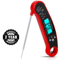 Load image into Gallery viewer, Heavy Duty Commercial Grade Meat Thermometer, Instant Read Thermometer Digital Cooking Thermometer with LCD Screen Reader, Best Waterproof Food Thermometer for Kitchen, Restaurants, Bar, Cooking, Steak, Deep Fry, Smoker, BBQ Grill and Soup (Red) Steak Thermometer Celsius Fahrenheit Buy Online 5 Stars Reviews Fast Ship...