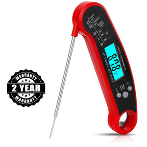 Heavy Duty Commercial Grade Meat Thermometer, Instant Read Thermometer Digital Cooking Thermometer with LCD Screen Reader, Best Waterproof Food Thermometer for Kitchen, Restaurants, Bar, Cooking, Steak, Deep Fry, Smoker, BBQ Grill and Soup (Red) Steak Thermometer Celsius Fahrenheit Buy Online 5 Stars Reviews Fast Ship...