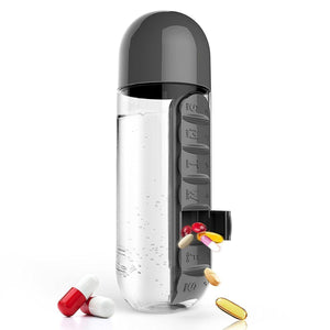 The H2O™ BPA Free Water Bottle With Daily Pill Organizer Box 20 oz-The H2O Water Bottles-Black-The H2O™ Water Bottles - Buy Now Order For Sale Best Price Online Shop Purchase Review Amazon Walmart Best Buy Free Shipping