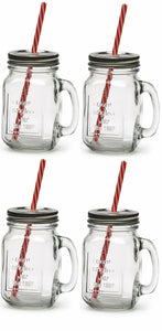 The H2O™ Country Series Glass Mason Jar Mug with Metal Lids and Straws, Set of 4, 15 oz-The H2O Water Bottles-The H2O™ Water Bottles - Buy Now Order For Sale Best Price Online Shop Purchase Review Amazon Walmart Best Buy Free Shipping